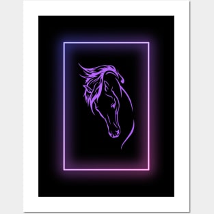 Neon Horse Purple Posters and Art